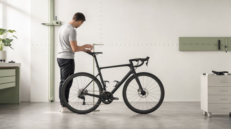 Unbranded road bike in a clean fitting studio